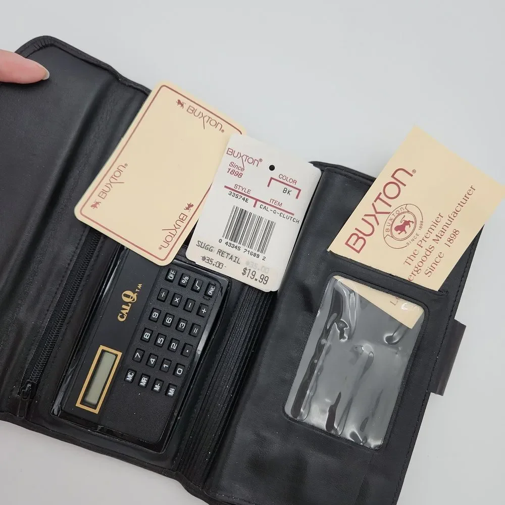 NWT - Buxton Vintage Wallet - Included Calculator, Checkbook Holder, & Picture A